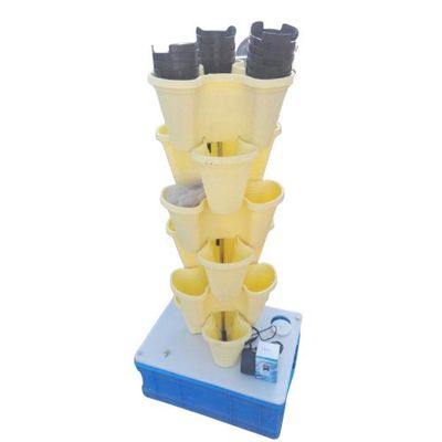 Potes de plástico para plantas de la torre moderna de exterior Potes de plástico para flores apilables