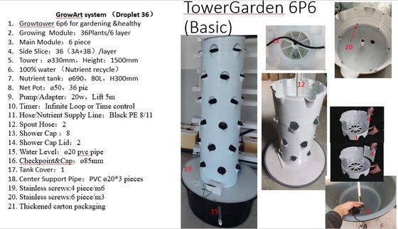 Sistema hidropónico aeropónico vertical torre de cultivo hidropónico sostenible